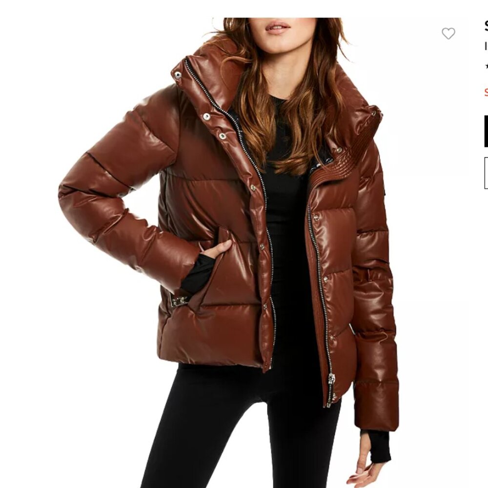 SAM. Women's Vegan Leather Isabel Puffer in Saddle (Size M)